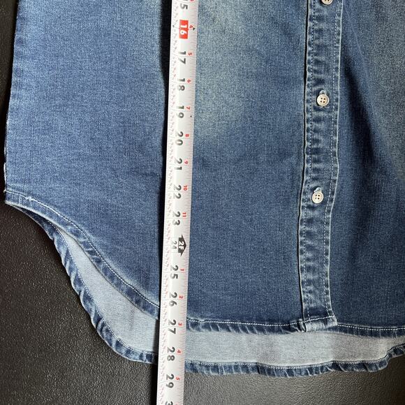 True Religion Shirt Womens Large Georgia Denim Glitter Cosy Fireside Wash NEW - Picture 9 of 12